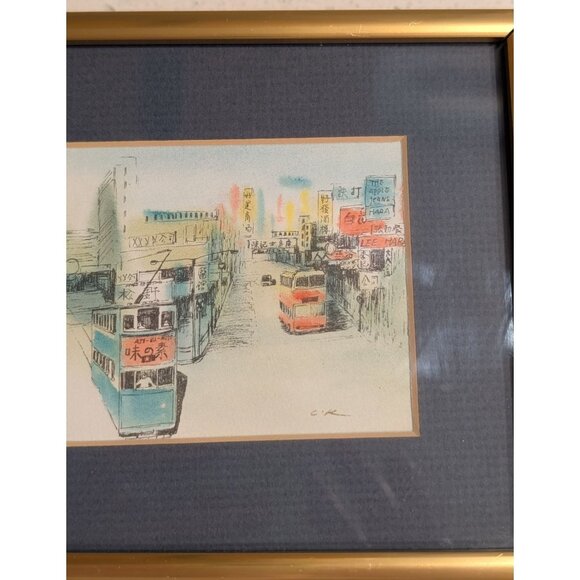 Framed Cityscape Art Watercolor Gold Frame - Picture 13 of 16